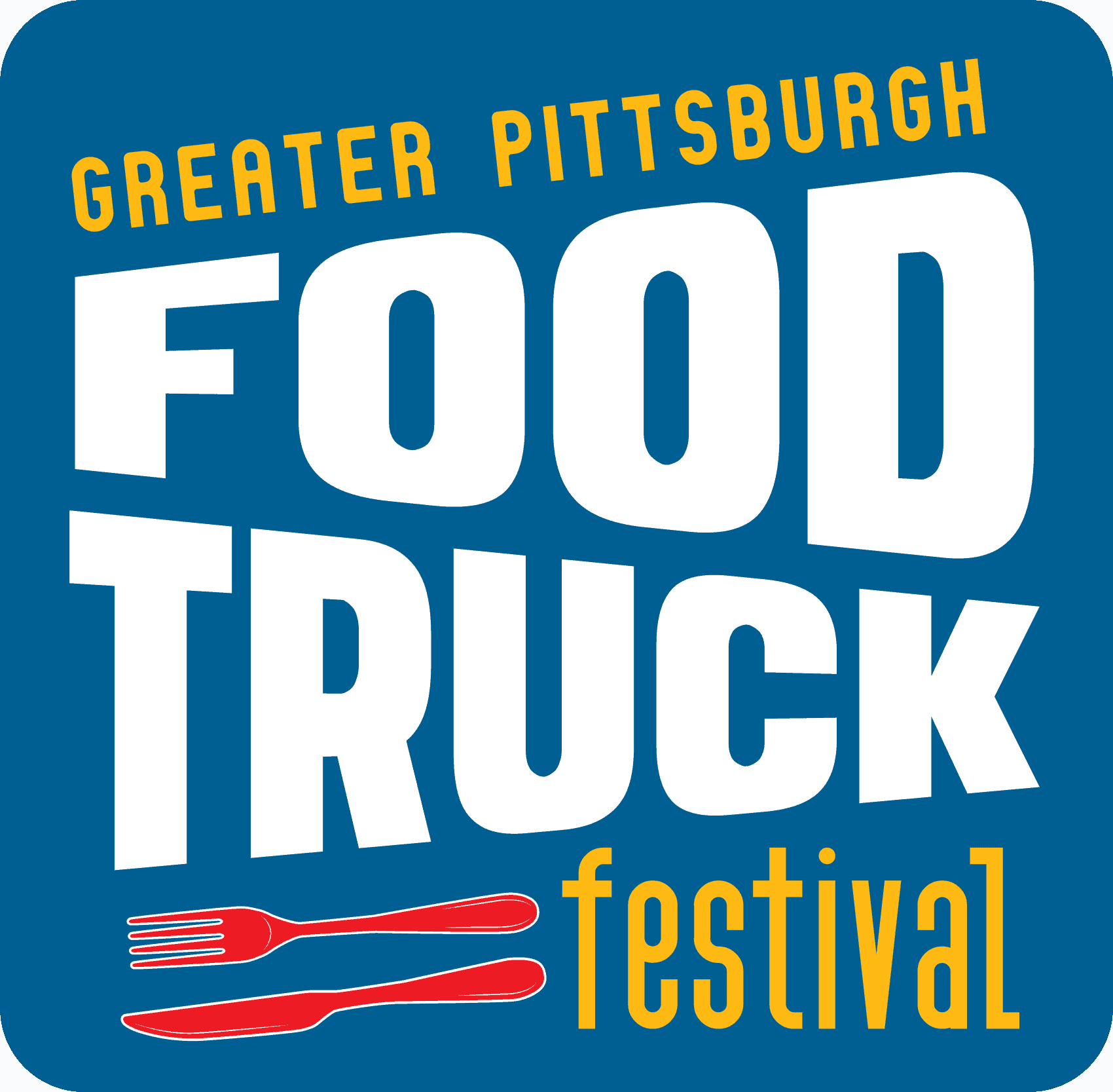 Logo for Greater Pittsburgh Food Truck Festival with bold text and fork graphic.